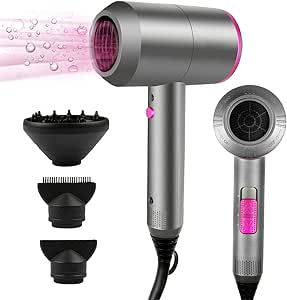 HappyGoo Professional Hair Dryer 2000W Powerful AC Motor Quick Drying Ionic Hairdryer with 2 Speed 3 Heat Setting, Cool Shot Button with 1 Diffuser & 2 Concentrator for Multi Women Man Hairstyles
