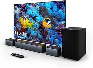 ULTIMEA 5.1 Dolby Atmos Soundbar, 3D Surround Sound System Sound Bar for TV, TV Sound Bar with Wireless Subwoofer, Surround and Bass Adjustable Home Audio...