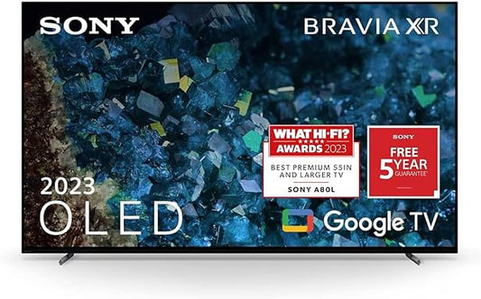 Sony BRAVIA XR | XR-55A80L | OLED | 4K HDR | Google TV | ECO PACK | BRAVIA CORE | Perfect for PlayStation5 | Metal Flush Surface Design | 5 Year...