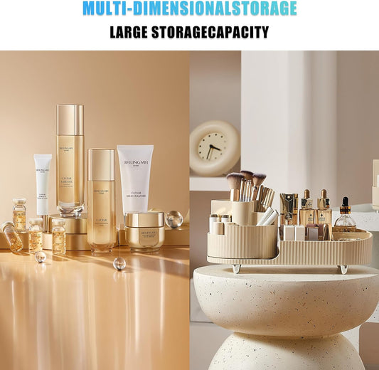 MKHS Makeup Organizer Cosmetic Storage, Large Capacity 360-Degree Spinning Cosmetic Organisers, Lipsticks, Jewelry, Nail Care, Skincare Multifunction Organizer