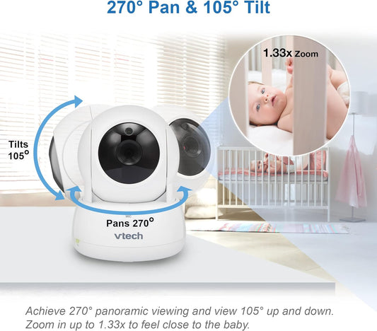 VTech VM924 Video Baby Monitor with Camera, Pan&Tilt, Baby Monitor with 5" LCD Screen,Up to 17 Hrs Battery Life,1.33x Zoom,Night Vision,300m Long...