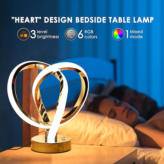 Allesin Bedside Table lamp RGB, Touch Control dimmable lamp with 3 Warm White, 6 RGB Colors and 1 Mixed Mode, LED Modern Nightstand lamp, Night Light for Bedroom, Living Room