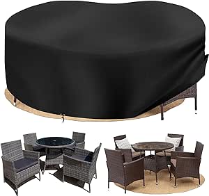 PATIO PLUS Garden Table Covers Round with 420D Oxford Fabric Circular Patio Table Cover, Outdoor Garden Furniture Cover Waterproof, Windproof, Anti-UV, Round - Ø102 x 70cm